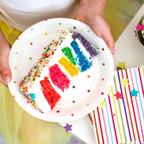 Rainbow stripe stars cocktail napkins with colorful star design birthday from Parte Haus party supply store in Bethesda MD