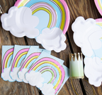 Rainbow multicolor cocktail napkins with clouds for birthday from Parte Haus party supply store in Bethesda MD