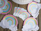 Rainbow colorful cocktail napkins with clouds for birthday from Parte Haus party supply store in Bethesda MD