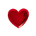 Red heart paper plate with glossy finish for Valentine theme from Parte Haus party supply store in Bethesda Maryland
