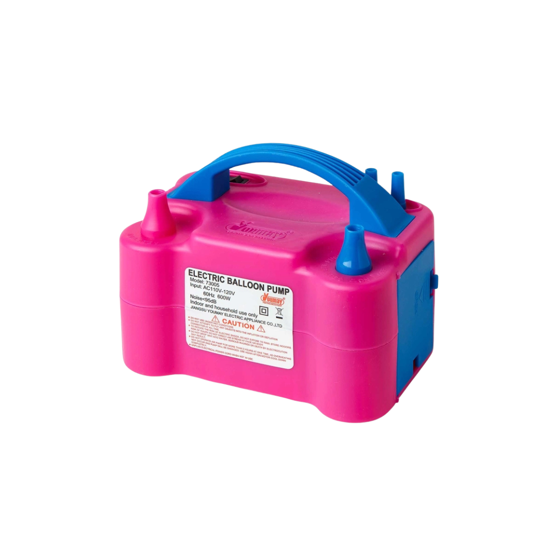 Pink and blue electric balloon pump for celebrations from Parte Haus party supply store in Bethesda Maryland