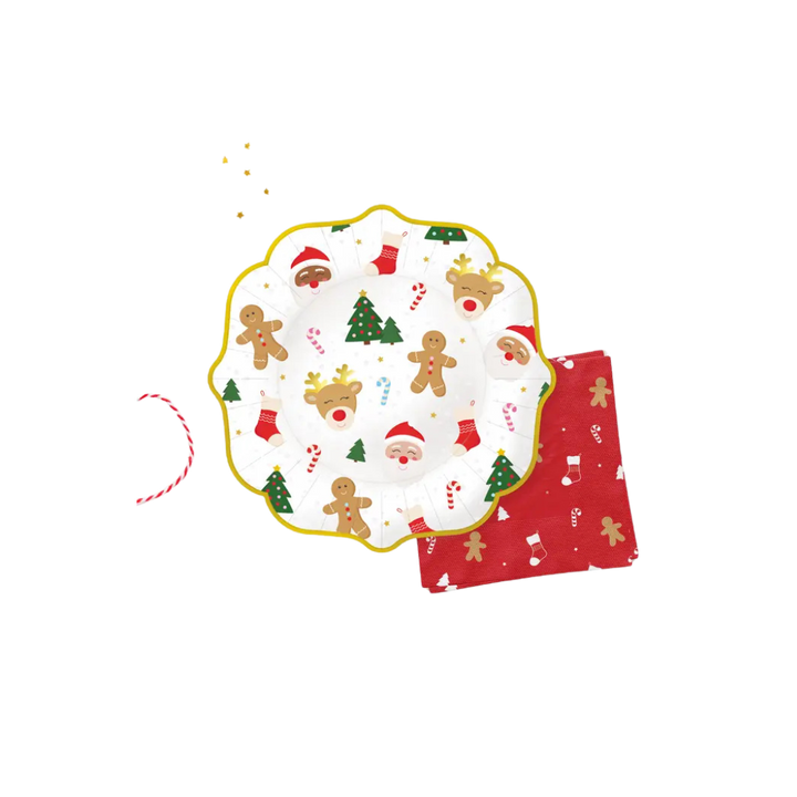 White Classic Christmas Icon Large Dinner Plates