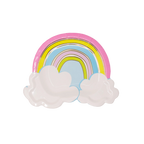 Rainbow and white cloud paper plate birthday rainbow theme from Parte Haus party supply store in Bethesda Maryland