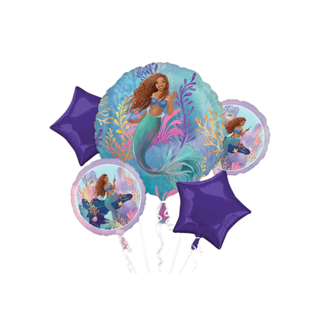 purple and blue mermaid birthday balloon bouquet set for under the sea celebration from Parte Haus party supply store in Bethesda MD
