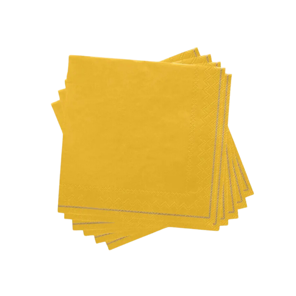 Yellow paper napkins stacked for birthday from Parte Haus party supply store in Bethesda MD