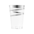 Silver striped plastic tumbler elegant drinkware for celebrations from Parte Haus party supply store in Bethesda MD