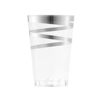 Silver striped plastic tumbler elegant drinkware for celebrations from Parte Haus party supply store in Bethesda MD