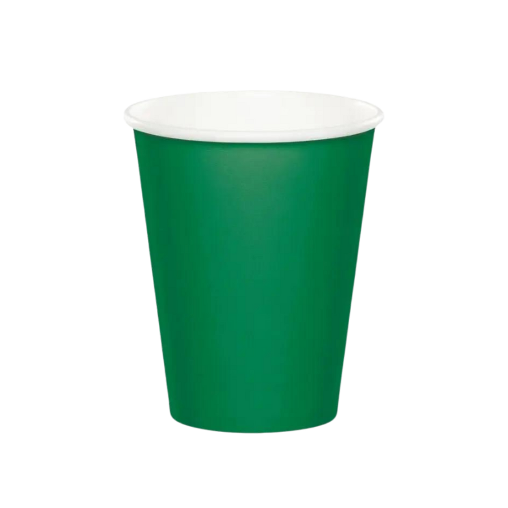 Green paper cup plain design birthday event from Parte Haus party supply store in Bethesda MD