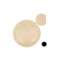 Gold round plate with beaded edge elegant charger for wedding from Parte Haus party supply store in Bethesda MD.