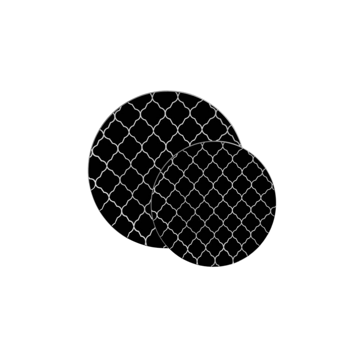 Black Lattice Pattern Silver Rimmed Plastic Plates
