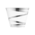 Silver swirl plastic cup with modern stripe design for celebrations from Parte Haus party supply store in Bethesda Maryland