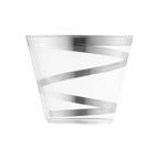 Silver swirl plastic cup with modern stripe design for celebrations from Parte Haus party supply store in Bethesda Maryland