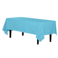 Light blue rectangular table cover for birthday celebration from Parte Haus party supply store in Bethesda MD.
