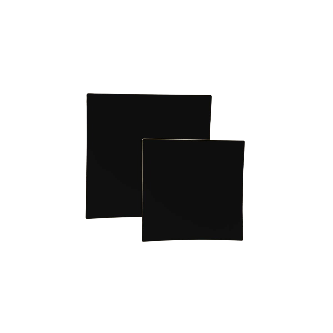 Black square plates with gold trim modern birthday from Parte Haus party supply store in Bethesda MD
