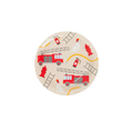Red fire truck paper plate with ladder hydrant and Dalmatian firehouse theme from Parte Haus party supply store in Bethesda MD