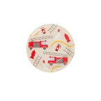 Red fire truck paper plate with ladder hydrant and Dalmatian firehouse theme from Parte Haus party supply store in Bethesda MD