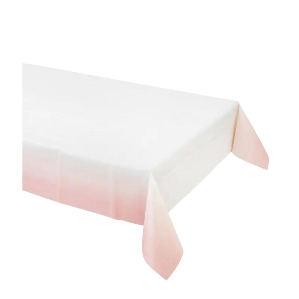 Pink ombre table cover rectangular plastic tablecloth birthday from Parte Haus party supply store in Bethesda MD