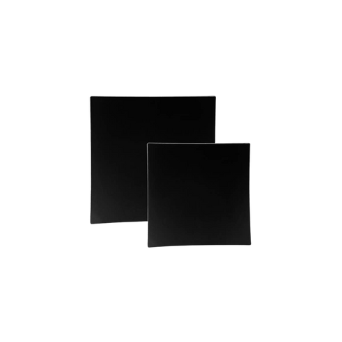 Black square plates with a modern design for birthday event from Parte Haus party supply store in Bethesda MD.