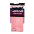 Pink plastic tablecover in packaging for birthday or event from Parte Haus party supply store in Bethesda Maryland