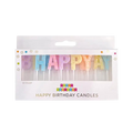Pastel rainbow Happy Birthday letter candles for birthday cake celebration from Parte Haus party supply store in Bethesda Maryland