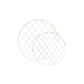 White lattice print round plates elegant tableware for any event from Parte Haus party supply store in Bethesda Maryland