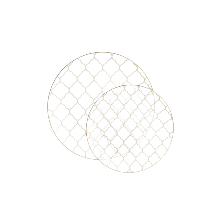 Clear Lattice Pattern Gold Rimmed Plastic Plates