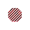 Red and white striped octagon plate Christmas theme from Parte Haus party supply store in Bethesda MD