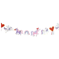 Pastel unicorn and rainbow paper banner unicorn birthday decor from Parte Haus party supply store in Bethesda MD