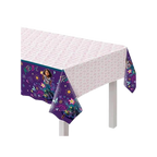 Purple and pink Encanto table cover with Mirabel character for birthday from Parte Haus party supply store in Bethesda Maryland