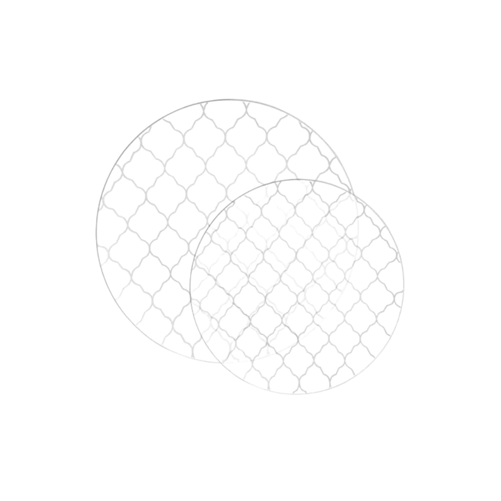 Clear Lattice Pattern Silver Rimmed Plastic Plates