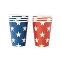 Red and blue star paper cups patriotic July Fourth theme from Parte Haus party supply store in Bethesda MD