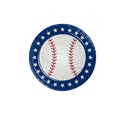 Blue and white baseball themed plate with stars for sports birthday from Parte Haus party supply store in Bethesda MD