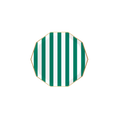 Green and white striped octagon plate with gold edge birthday from Parte Haus party supply store in Bethesda MD