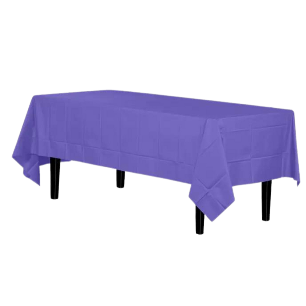 Purple table cover with rectangular shape for birthday from Parte Haus party supply store in Bethesda MD