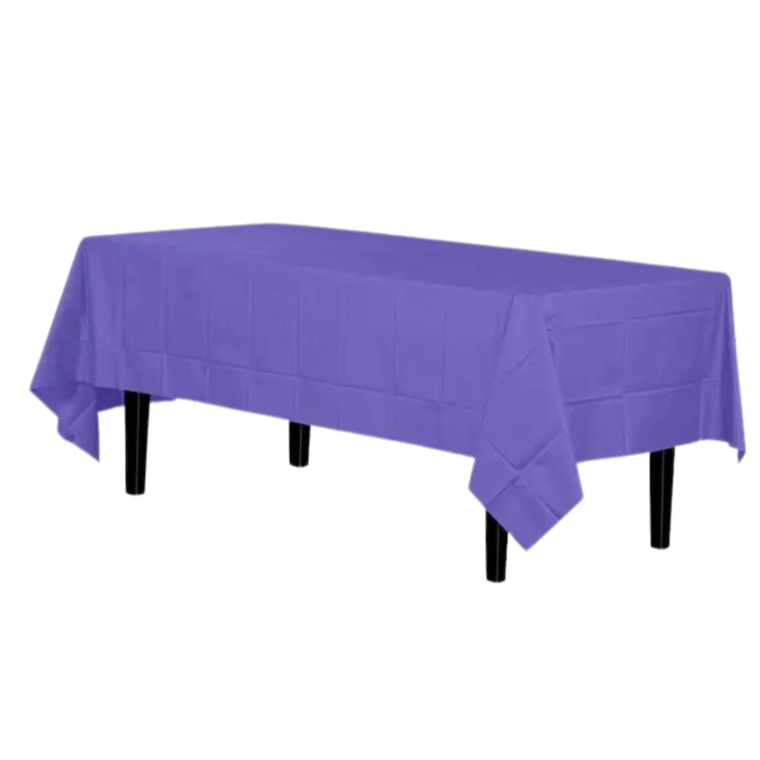 Purple table cover with rectangular shape for birthday from Parte Haus party supply store in Bethesda MD