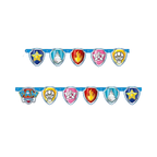 Blue Paw Patrol shield banner birthday decoration from Parte Haus party supply store in Bethesda Maryland