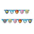 Colorful Paw Patrol banner with shield designs for kids birthday from Parte Haus party supply store in Bethesda Maryland