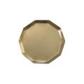 Gold octagon plate with shiny finish for birthday celebration from Parte Haus party supply store in Bethesda Maryland