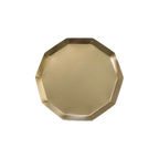 Gold octagon plate with shiny finish for birthday celebration from Parte Haus party supply store in Bethesda Maryland