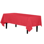 Red tablecloth rectangular plastic table cover birthday from Parte Haus party supply store in Bethesda Maryland