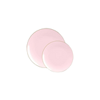 Blush pink plates with gold rim tableware for birthday or baby shower from Parte Haus party supply store in Bethesda MD