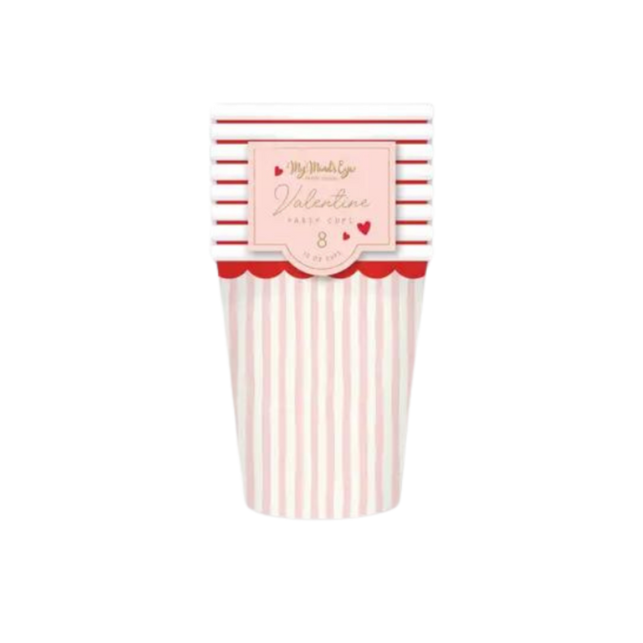 Pink and White Stripe Cups