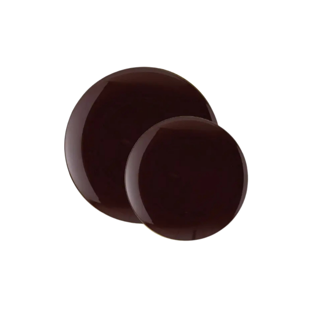 Black round plate set with glossy finish classic tableware from Parte Haus party supply store in Bethesda Maryland
