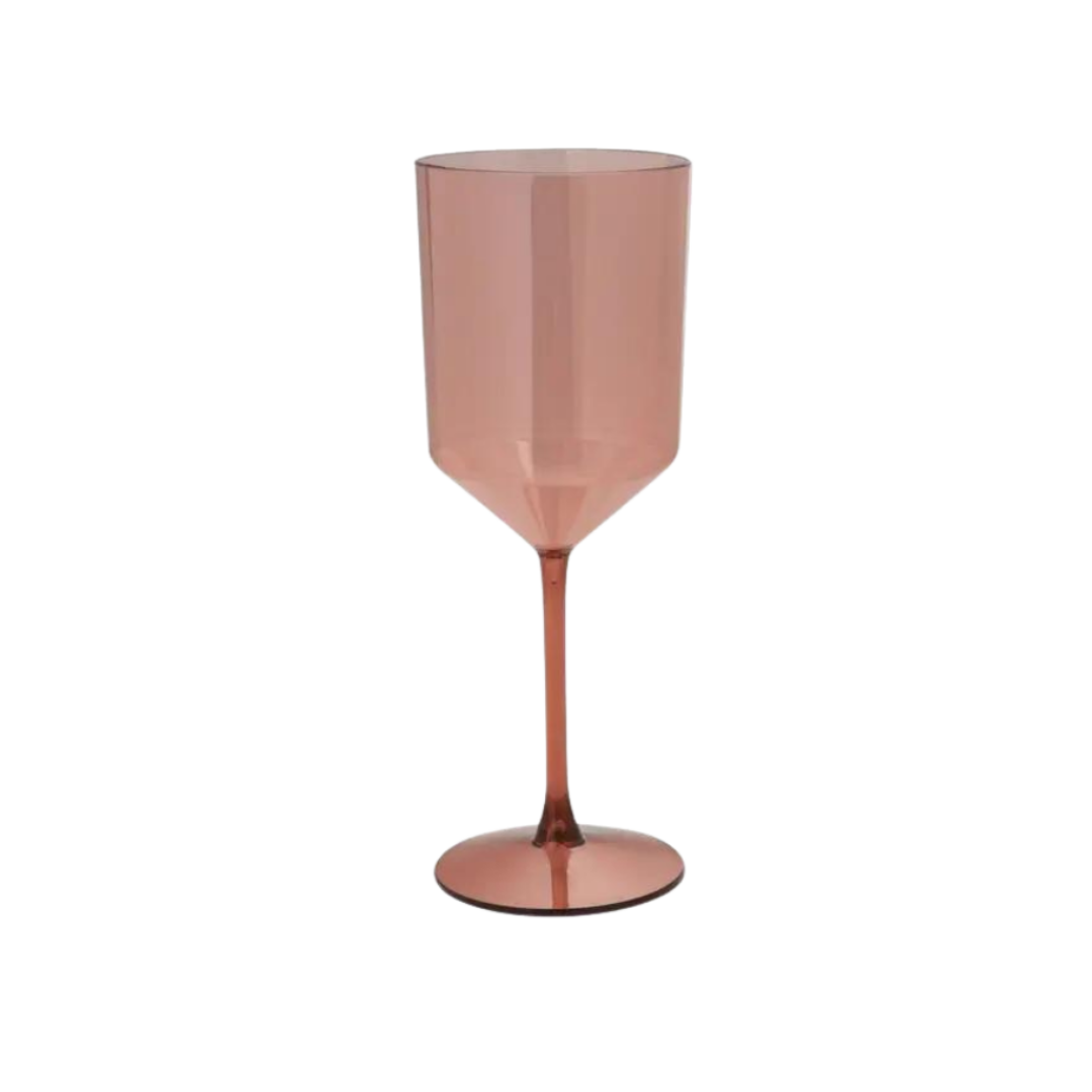 Rose gold wine glass with geometric design for modern events from Parte Haus party supply store in Bethesda, MD.