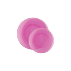 Pink plastic plates with round edges for birthday from Parte Haus party supply store in Bethesda MD