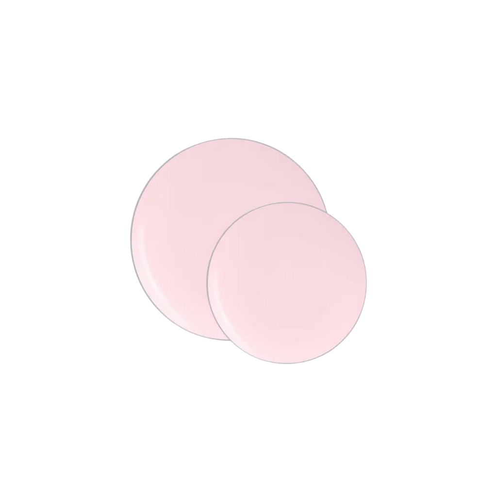 Light pink round plates set for birthday from Parte Haus party supply store in Bethesda Maryland