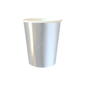 Silver paper cup with glossy finish for birthdays from Parte Haus party supply store in Bethesda Maryland
