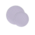 Lavender round plates with white trellis design for birthday from Parte Haus party supply store in Bethesda Maryland
