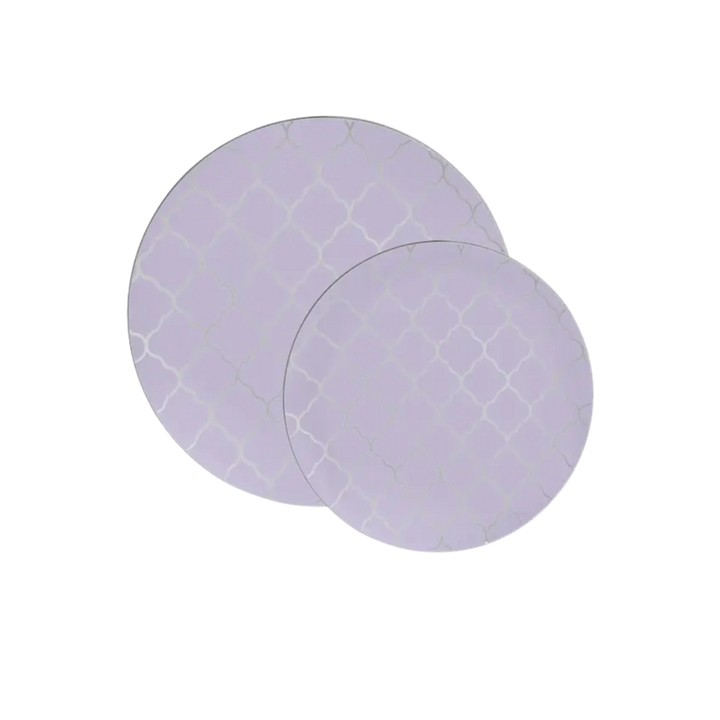 Lavender Silver Rimmed Plastic Plates