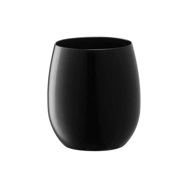 Solid Black Elegant Stemless Plastic Wine Glasses